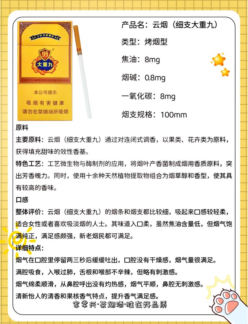 正品大重九香烟价格(正品大重九香烟价格多少)